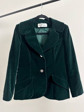 60s 70s Green Velvet Leo Narducci Blazer Bohemian